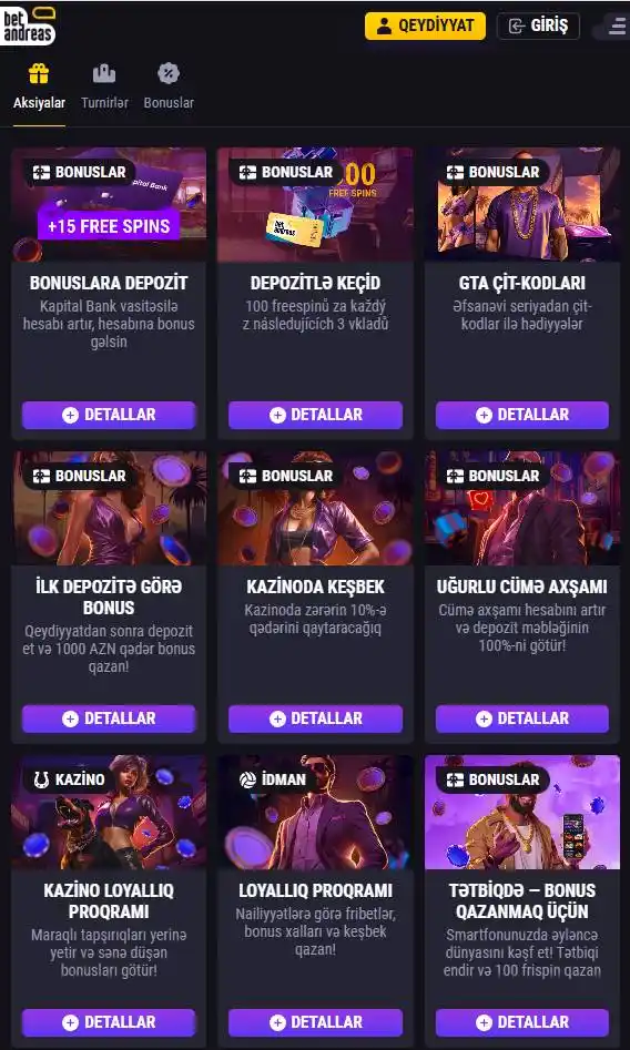 Mobil tətbiqdə oyunçular üçün bonus seçimi